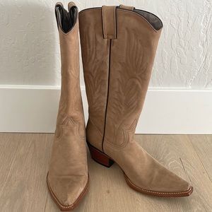 Real leather light tan cowboy boots